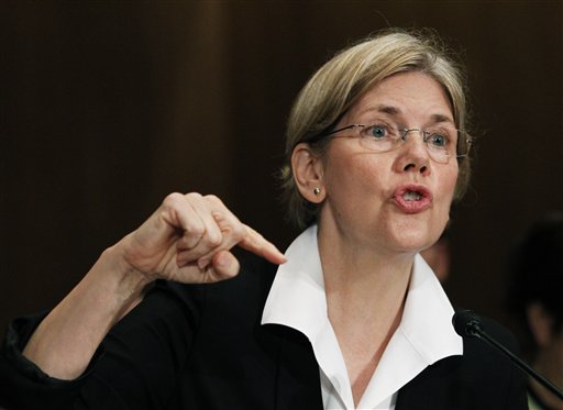 FILE - In this July 21, 2010, file photo, Elizabeth Warren, head of the Congressional Oversight Panel testifies before a Senate Finance Committee hearing to examine the Troubled Asset Relief Program in Washington. Obama will appoint Wall Street critic Elizabeth Warren as a special adviser to oversee the creation of a new consumer protection bureau, a Democratic official said Wednesday, Sept. 15, 2010. (AP Photo/Manuel Balce Ceneta, File) (AP)