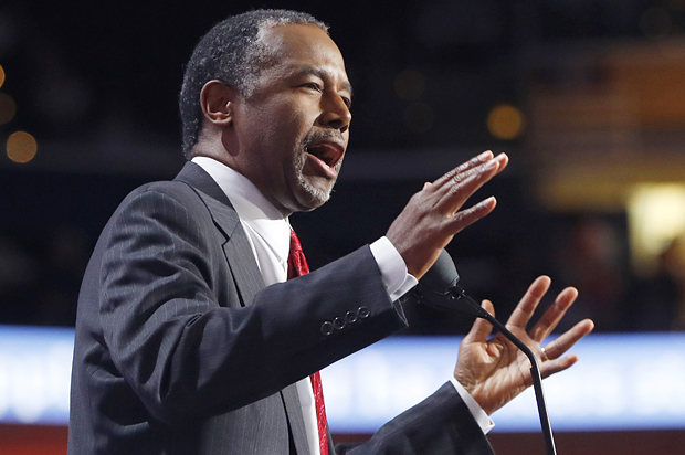 Ben Carson speaks at the Republican National Convention in Cleveland, July 19, 2016. (Reuters/Aaron P. Bernstein)